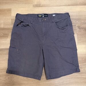 Ariat Mens Rebar Relaxed Tough Rebar Grey Cargo Shorts 38  10030271